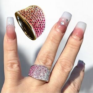 Stunning Swarovski Crystal Wide Band Ring - Sterling Silver 925 AU size 7
